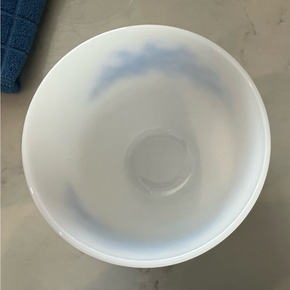 Vintage Federal Glass Blue Flowers Milk Glass Stacking Bowl - Picture 4 of 5